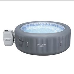 SaluSpa Corsica Energy-Saving Smart AirJet Inflatable Hot Tub 4-6 person, Light Gray