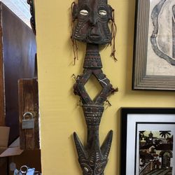 Hand-Carved Tribal Mask Sculpture