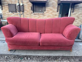 BEAUTIFUL BURNT ORANGE HIGH BACK SOFA