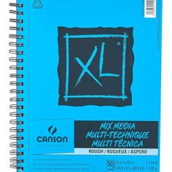 New Canson XL Series Mixed Media Pad, Rough Texture, Side Wire, 9x12 inches, 50 Sheets – Heavyweight Art Paper for Watercolor, Gouache, Marker, Painti