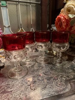 Vtg Kings crown ruby flash goblets $39 for all 8