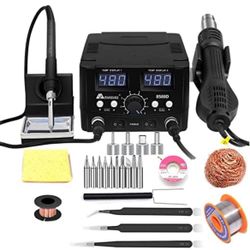 2 IN 1 750W LED Digital Soldering Station Hot Air Rework Station Electric Soldering