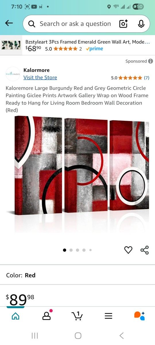Kaloremore Large Burgundy Red and Grey Geometric Circle Painting