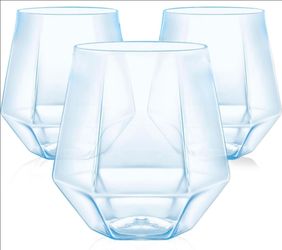 40 Pack Plastic Stemless Wine cocktail Whiskey Champagne Glasses, 12 Oz Disposable Unbreakable Cups for Party Bars Wedding Tasting
