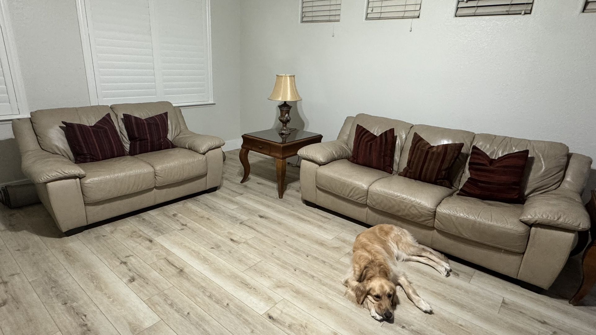 2 Tan Leather Couches