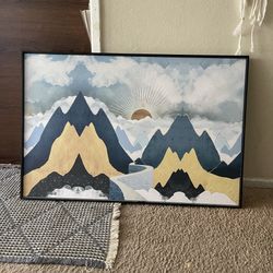 Modern contemporary Nordic nature Mountains Sun scenery Gift living room Bedroom office Home painting wall art