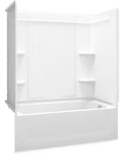 Sterling Ensemble 32-in W x 60-in L x 74H White 3- Piece Bathtub Shower Combination Kit (R Drain).