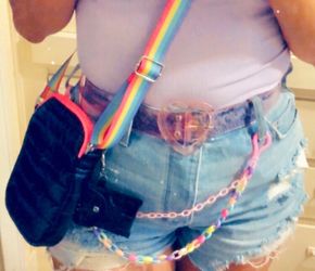 Quilted Cross Body Pastel Rainbow Phone Bag.