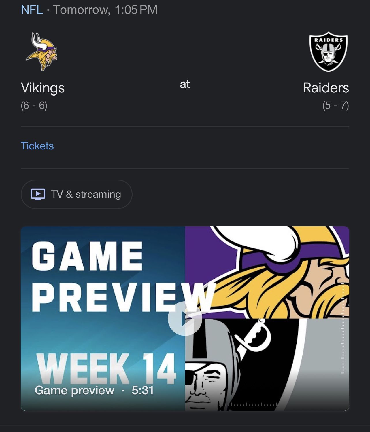 2 Tickets To VikingsRaiders Game Tomorrow! for Sale in Las Vegas, NV