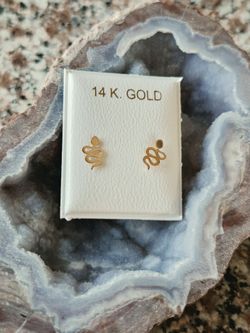 14K Gold Snake Stud Earrings
