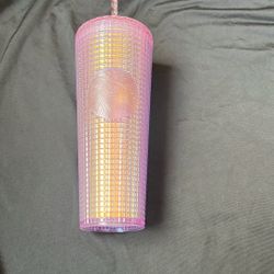 Starbucks Tumbler Pink Grid Pattern