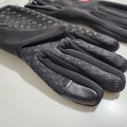 Black Gloves For Men Waterproof Windproof Cold Gloves Snowboard Motorcycle Riding Driving Warm Touchscreen Zipper Glove, Large
