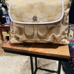 Coach Signature Daisy File Bag Crossbody Shoulder Bag F16558 Light Khaki Beige White