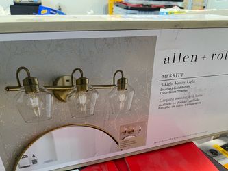 Merritt 24-in 3 Light Brushed Gold Modern/ contemporary Bathroom Vanity light Allen + Roth