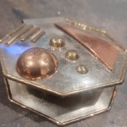 Vintage Brutalist Gold Tone Copper Medallion