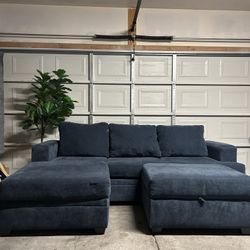 Living Spaces Sectional Couch With Ottoman Storage 