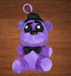 SANSHEE FNAF SHADOW FREDDY PLUSH.PURPLE W/BLACK HAT 6” STUFFED ANIMAL