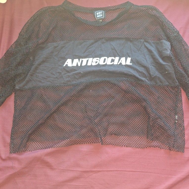 Riot Queen Antisocial Fishnet Crop Top