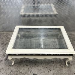 Off White Glass Coffee Table 