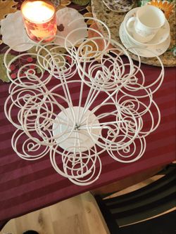 White Metal Wire Scroll Cupcake Stand