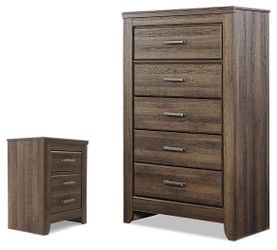 Juararo Dark Brown Chest and Nightstand