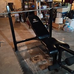 Weight Bench And Bunch Of Weights