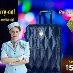 Rachel Zoe Carry-on Luggage Explandable/BLUE. 4 Weels.
