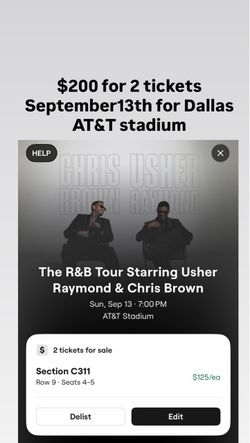 2 tickets for R&B tour