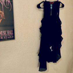 CORINA BLACK RUFFLED VEST MEDIUM-TURQOISE JEWELRY