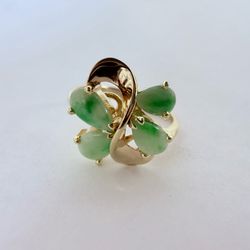 14K Gold & Synthetic Jade Ring