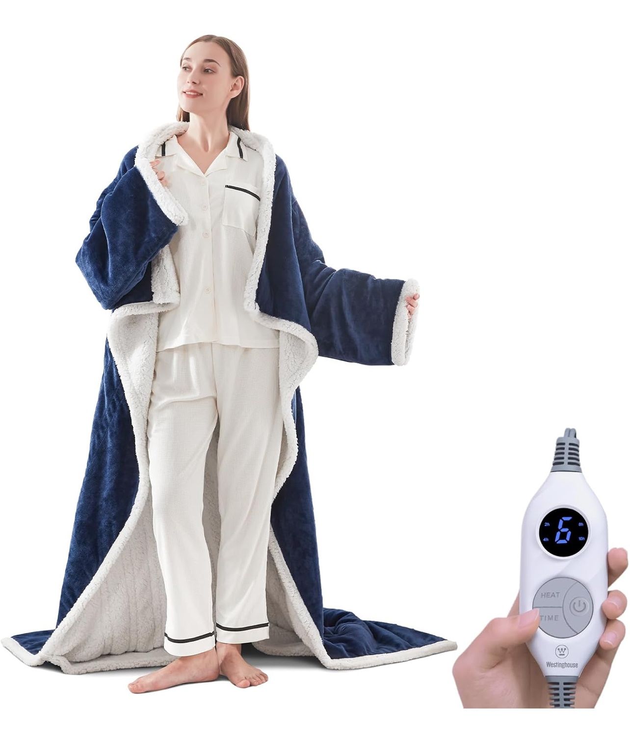 Westinghouse Electric Snuggle Throw Blankets with Foot Pocket,