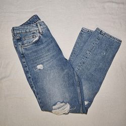 H&M and Divided Colaboration High-Rise Straight Leg Jeans Medium Wash Size 8