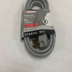Range Or Dryer Cord, New 6 Foot50 Amp,3 Flat Blades