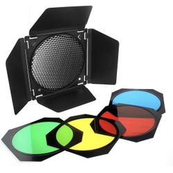 BARNDOOR WITH HONEYCOMB GRID + 4 GELS