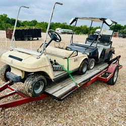 2 Gas golf Carts And Trailer ! 