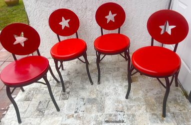 4 red Chairs , Heavy Duty Metal 