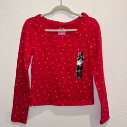 Art Class Girls Red Polka Dot Long Sleeve Top Size 8