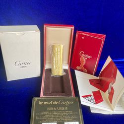 Vintage Brushed Gold Oval Cartier Lighter New Sealed Old Stock Box