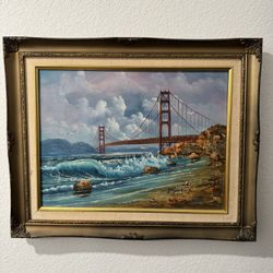 Original Oil Painting – Golden Gate Bridge – Large Framed Coastal Art
