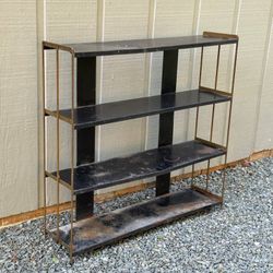 Vintage Mid Century Modern Metal Shelf Industrial Bookcase