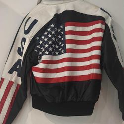 Leather USA America Motorcycle Jacket Small