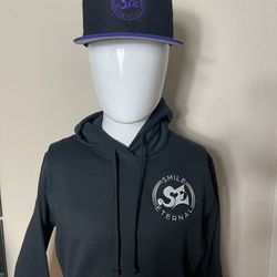 Smile Eternal Black/White Hoodie Mens Large And Hats For Sale! 