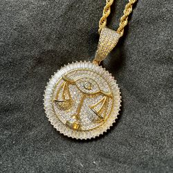 Libra Pendant on gold rope chain
