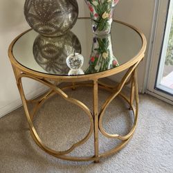 Round Glass End Table 