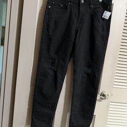 Men’s Jeans Ring Of Fire Slither Ripped Black Slim Taper Jeans NWT Size 33 X 30 Pants