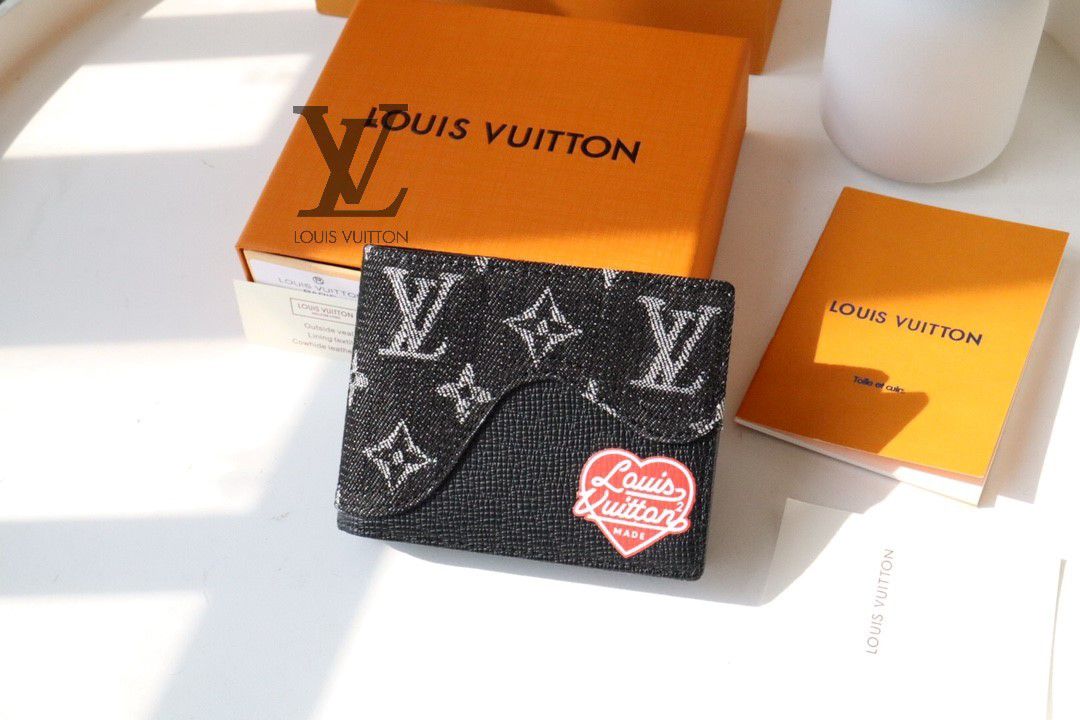 Louis Vuitton x Human Made Black Wallet M81020 11x8.5cm for