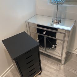Luxury Mirror Cabinet + FREE Wood Cart  - Must Sell by SUNDAY NIGHT 
