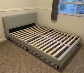 Queen Bed Light Gray