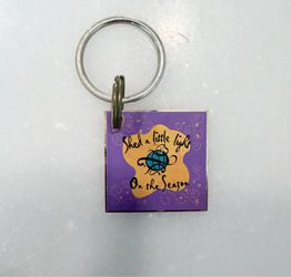 RARE Vintage Shed A Little Light On The Season Globe Keychain Purple