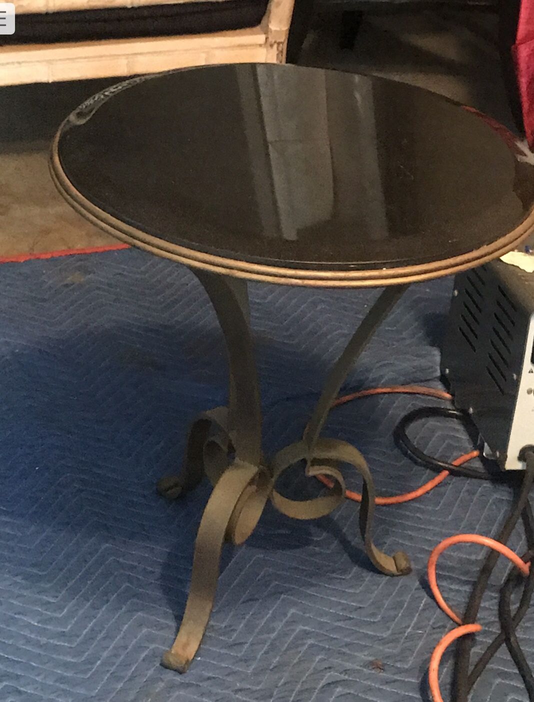 Iron End Table with Black Marble Top